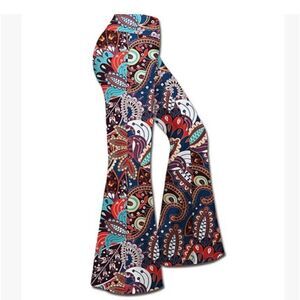 Kimberly C Athleasure Palazzo Pants Yoga Flare Comfort Boho Hippy Vibe Size M